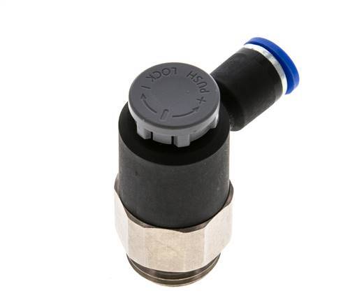 Flow Control Valve Meter-Out Elbow 8 mm - G1/2'' Brass/PA 66 Locknut