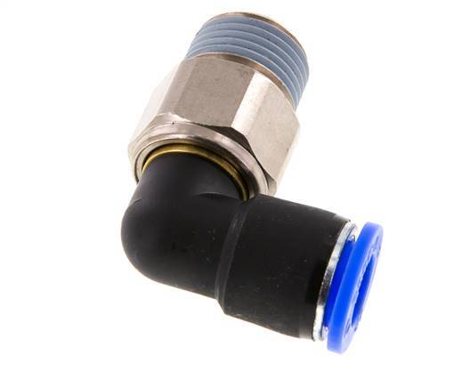 12mm & R1/2'' Elbow Swivel Joint Push-In-Male Threads Nickel-Plated Brass/PBT NBR Rotatable
