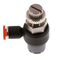 Flow Control Silencer Meter-In Elbow 4 mm - R1/4'' Brass/PA 66