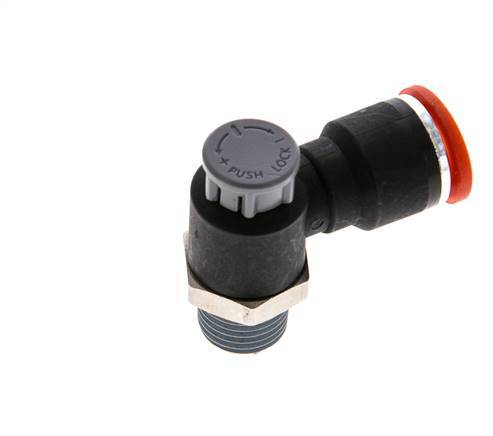 Flow Control Valve Meter-In Elbow 10 mm - R1/4'' Brass/PA 66 Locknut
