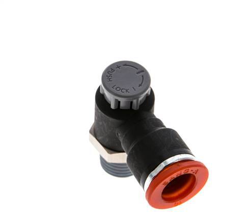 Flow Control Valve Meter-In Elbow 10 mm - R1/4'' Brass/PA 66 Locknut