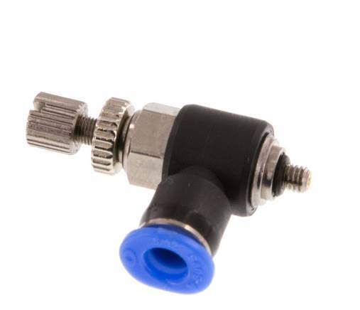 Flow Control Silencer Meter-Out Elbow 4 mm - M3 Brass/PBT