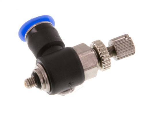Flow Control Silencer Meter-Out Elbow 4 mm - M3 Brass/PBT