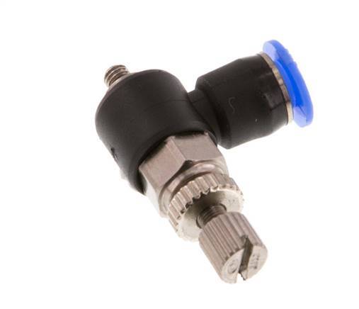 Flow Control Silencer Meter-Out Elbow 4 mm - M3 Brass/PBT