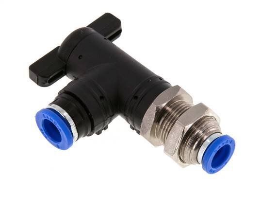 2-Way Elbow Ball Valve 8 mm Plastic/Brass Bulkhead