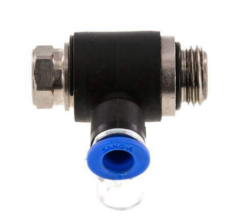 Flow Control Silencer Meter-Out Elbow 6 mm - G1/4'' Brass/PA 66 Slotted Screw
