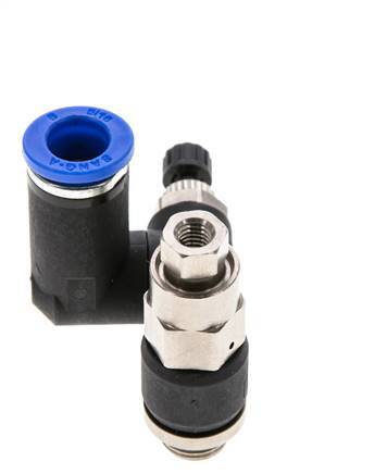 Flow Control Silencer Meter-Out Rotatable 8 mm - G1/8''-M5 Brass/PA 66 with Pilot Operated Check Valve