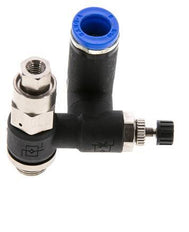 Flow Control Silencer Meter-Out Rotatable 8 mm - G1/8''-M5 Brass/PA 66 with Pilot Operated Check Valve