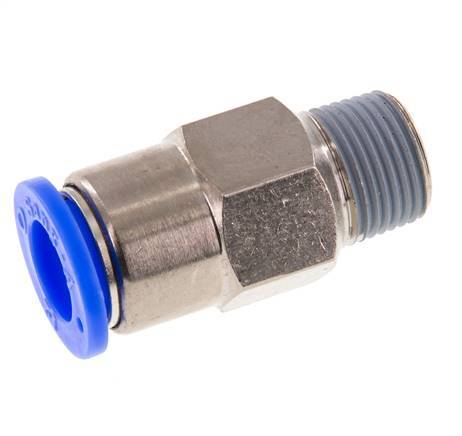 Push-In Fitting 8mm & R1/8'' Male Auto Shut-Off Brass/PBT 0-10bar (0-145psi)