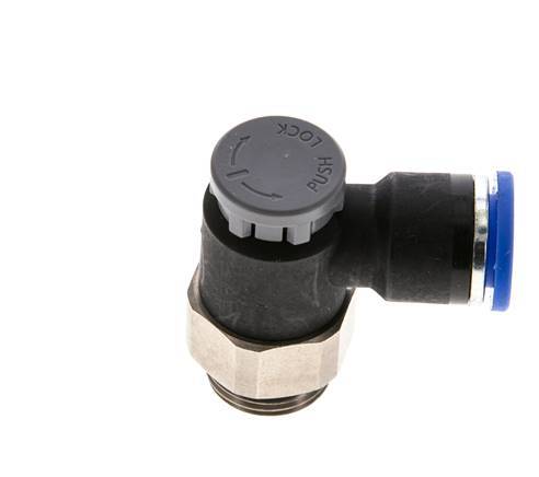 Flow Control Valve Meter-Out Elbow 10 mm - G3/8'' Brass/PA 66 Locknut