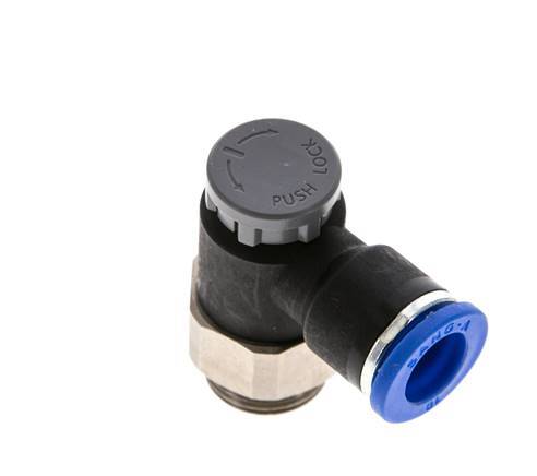 Flow Control Valve Meter-Out Elbow 10 mm - G3/8'' Brass/PA 66 Locknut