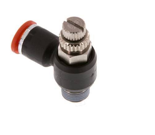 Flow Control Silencer Meter-In Elbow 6 mm - R1/8'' Brass/PA 66