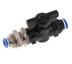 2-Way Straight Ball Valve 6 mm Plastic/Brass Bulkhead