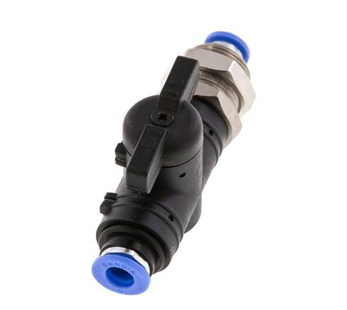 2-Way Straight Ball Valve 6 mm Plastic/Brass Bulkhead