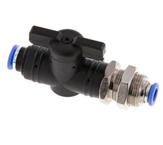 2-Way Straight Ball Valve 6 mm Plastic/Brass Bulkhead