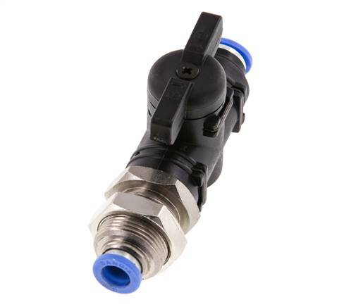 2-Way Straight Ball Valve 6 mm Plastic/Brass Bulkhead