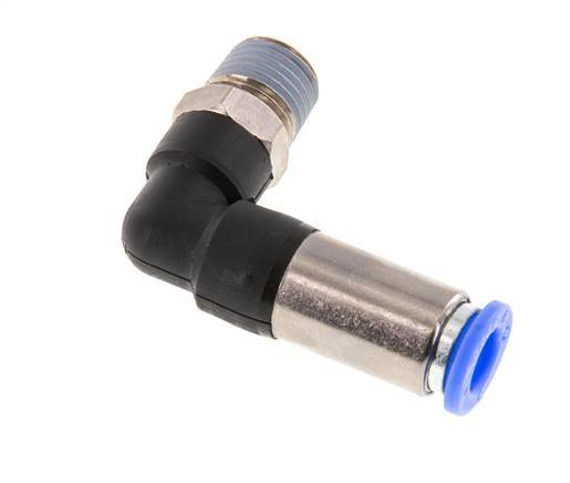 Push-In Fitting 8mm & R1/4'' Male Auto Shut-Off Elbow Brass/PBT 0-10bar (0-145psi)