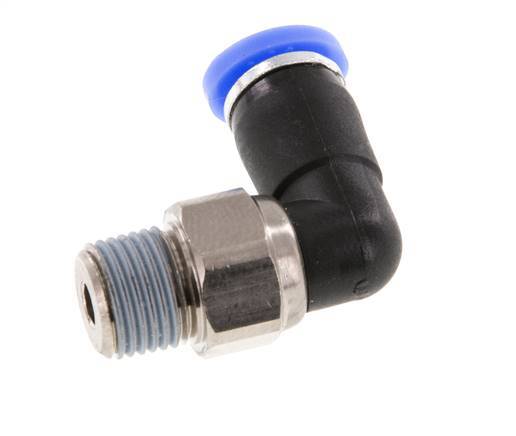 4mm & R1/8'' Elbow Swivel Joint Push-In-Male Threads Nickel-Plated Brass/PBT NBR Rotatable