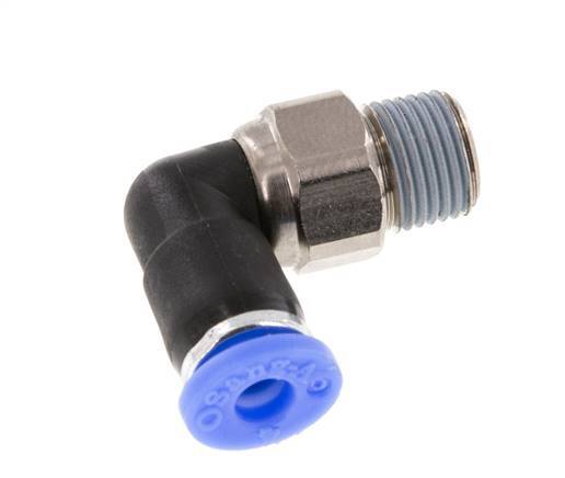 4mm & R1/8'' Elbow Swivel Joint Push-In-Male Threads Nickel-Plated Brass/PBT NBR Rotatable