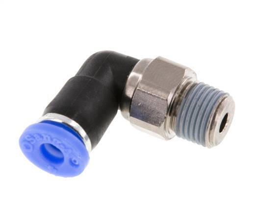 4mm & R1/8'' Elbow Swivel Joint Push-In-Male Threads Nickel-Plated Brass/PBT NBR Rotatable