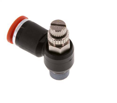 Flow Control Silencer Meter-In Elbow 8 mm - R1/8'' Brass/PA 66