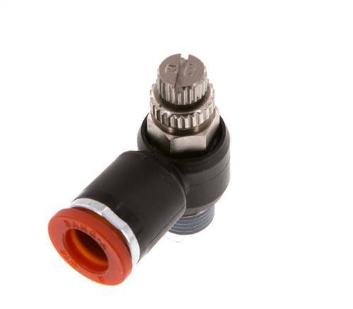 Flow Control Silencer Meter-In Elbow 8 mm - R1/8'' Brass/PA 66
