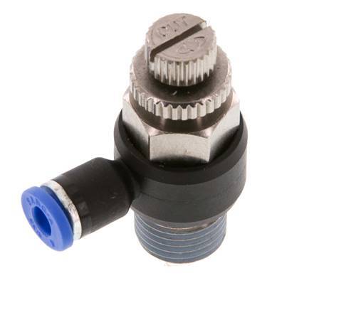 Flow Control Silencer Meter-Out Elbow 4 mm - R1/4'' Brass/PA 66