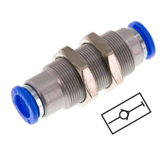 Push-In Fitting 4mm Auto Shut-Off Brass/PBT Bulkhead 0-10bar (0-145psi)