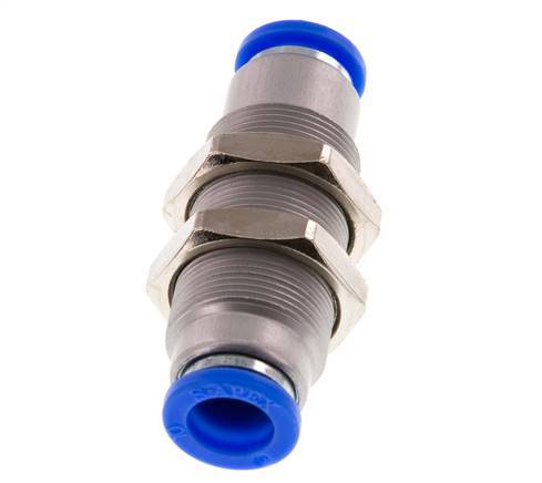 Push-In Fitting 10mm Auto Shut-Off Brass/PBT Bulkhead 0-10bar (0-145psi)
