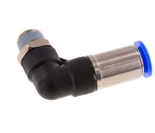 Push-In Fitting 12mm & R3/8'' Male Auto Shut-Off Elbow Brass/PBT 0-10bar (0-145psi)