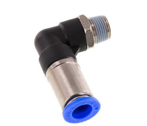 Push-In Fitting 12mm & R3/8'' Male Auto Shut-Off Elbow Brass/PBT 0-10bar (0-145psi)
