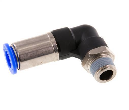 Push-In Fitting 12mm & R3/8'' Male Auto Shut-Off Elbow Brass/PBT 0-10bar (0-145psi)