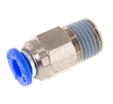 Push-In Fitting 6mm & R1/4'' Male Auto Shut-Off Brass/PBT 0-10bar (0-145psi) [2 Pieces]