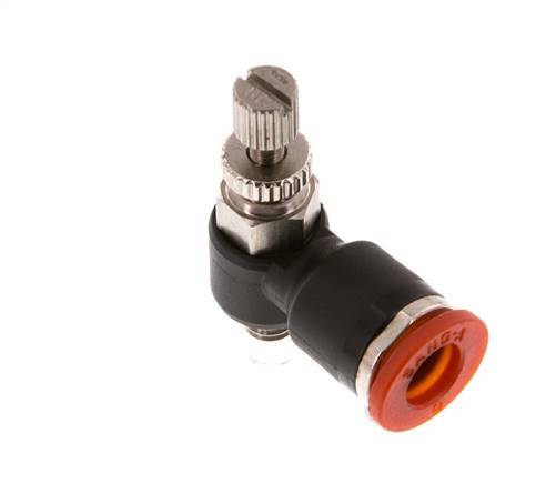 Flow Control Silencer Meter-In Elbow 6 mm - M5 Brass/PA 66