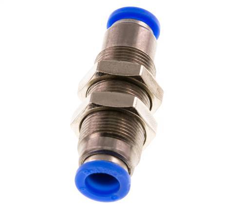 Push-In Fitting 8mm Auto Shut-Off Brass/PBT Bulkhead 0-10bar (0-145psi)