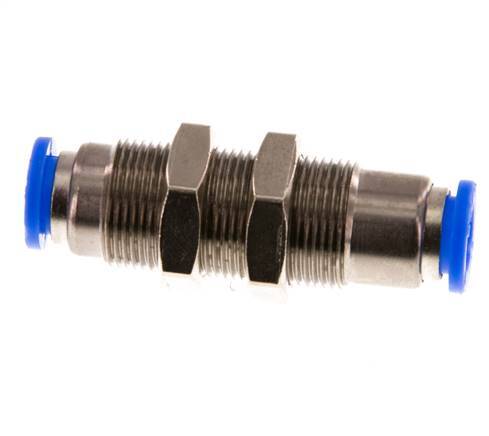 Push-In Fitting 8mm Auto Shut-Off Brass/PBT Bulkhead 0-10bar (0-145psi)