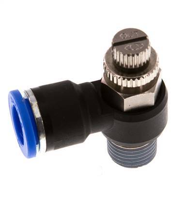 Flow Control Silencer Meter-Out Elbow 10 mm - R1/4'' Brass/PA 66