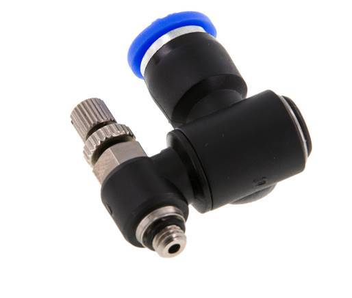 Flow Control Silencer Meter-Out Rotatable 6 mm - M5 Brass/PA 66