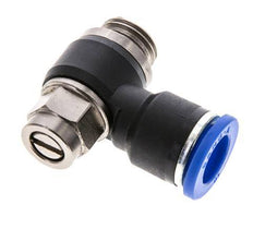 Flow Control Silencer Meter-Out Elbow 10 mm - G1/4'' Brass/PA 66 Slotted Screw