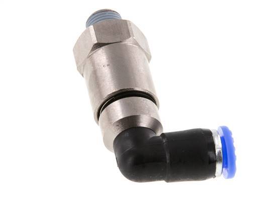 6mm & R1/8'' Elbow Quick Swivel Joint Push-In-Male Threads Nickel-Plated Brass/PBT NBR Rotatable