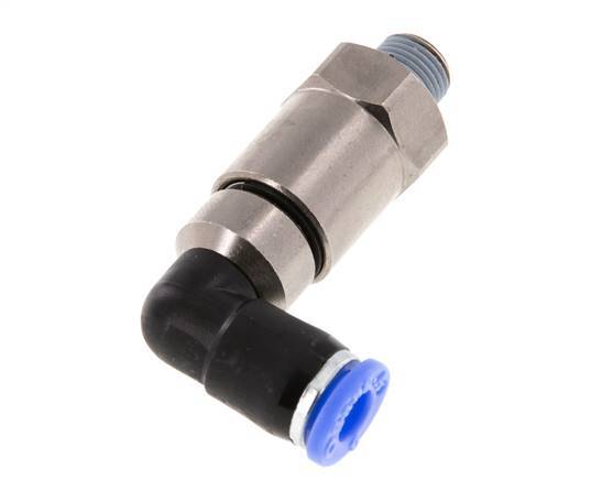6mm & R1/8'' Elbow Quick Swivel Joint Push-In-Male Threads Nickel-Plated Brass/PBT NBR Rotatable