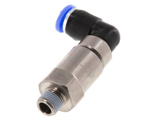 6mm & R1/8'' Elbow Quick Swivel Joint Push-In-Male Threads Nickel-Plated Brass/PBT NBR Rotatable