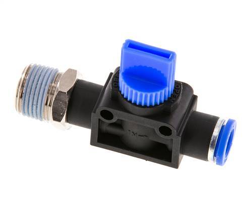 3/2-Way Shut-Off Hand Valve 8 mm - R3/8'' Plastic/Brass Tube-side venting