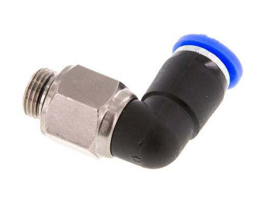 6mm & G1/8'' Elbow Swivel Joint Push-In-Male Threads Nickel-Plated Brass/PBT NBR Rotatable
