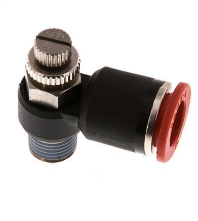 Flow Control Silencer Meter-In Elbow 12 mm - R1/4'' Brass/PA 66