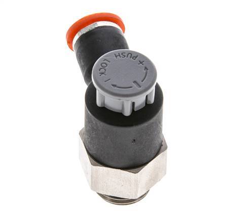 Flow Control Valve Meter-In Elbow 6 mm - G1/4'' Brass/PA 66 Locknut