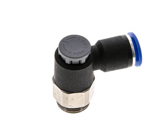 Flow Control Valve Meter-Out Elbow 12 mm - G1/2'' Brass/PA 66 Locknut