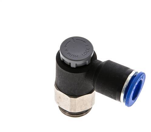 Flow Control Valve Meter-Out Elbow 12 mm - G1/2'' Brass/PA 66 Locknut