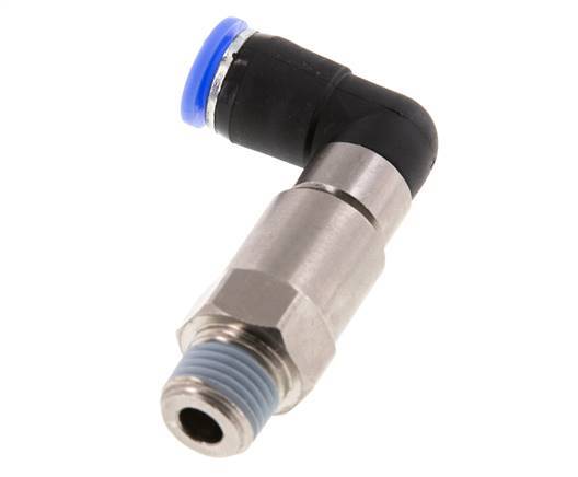 8mm & R1/4'' Elbow Quick Swivel Joint Push-In-Male Threads Nickel-Plated Brass/PBT NBR Rotatable