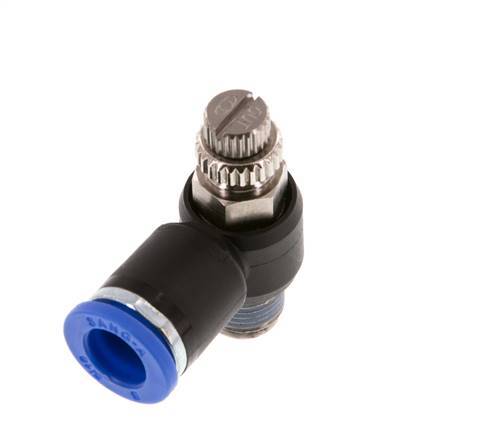 Flow Control Silencer Meter-Out Elbow 8 mm - R1/8'' Brass/PA 66